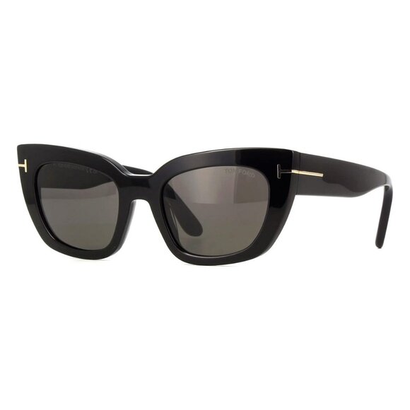 New TOM FORD Athena Black Cat Eye FT1190/S 01A Sunglasses Women - Picture 1 of 4